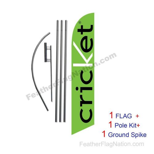 Green Cricket Wireless Feather Banner Swooper Flag Kit with pole+spike