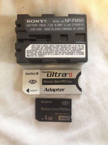 Genuine Sony NP-FM50 Battery 4 DSC Camera + 4GB Memory, SanDisk Ultra II Adapter