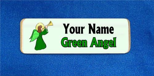 Green Angel Custom Personalized Name Tag Badge ID Scouts Girl Leader