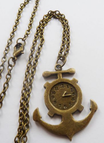 Lots of 10pcs bronze plated anchor clock Costume Necklaces pendant 638mm