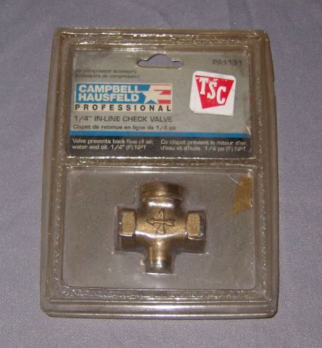 Campbell Hausfeld Air Compressor 1/4&#034; Brass In Line Check Valve #PA1131 NOS