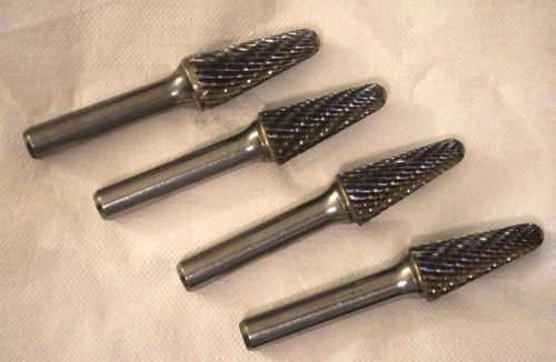 Set of 4/cone shaped tungsten carbide die grinder bur sa5 double cut/new! for sale