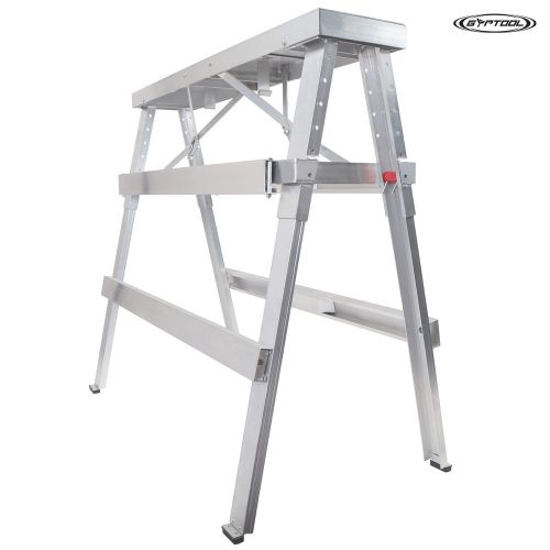 Drywall Walk-Up Bench Sawhorse Step Ladder - Adjustable Height Workbench 18-44&#034;
