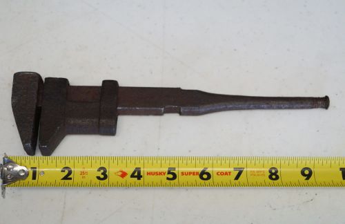 Antique Vtg Monkey Pipe Adjustable Wrench Missing screw and wooden handle part