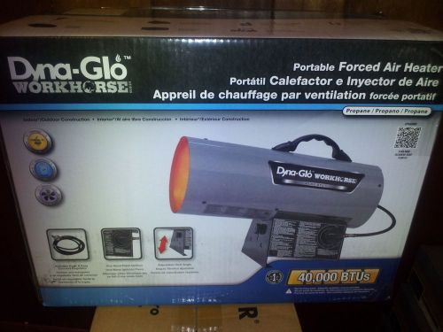 Dyna-glo 40,000 btu portable propane forced air heater, workhorse, new in box! for sale