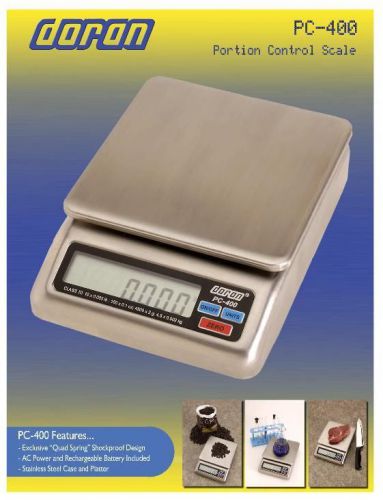Doran PC-400 Portion Control Scale 10x0.005lb,NTEP Legal for Trade,Stainless,New