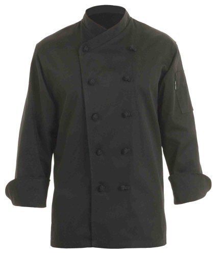 Chef Works COBL-BLK Montpellier Basic Chef Coat  Black  L