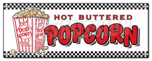 POPCORN BANNER SIGN stand cart concession signs kettle corn hot buttered