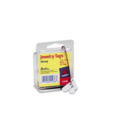 Avery  Jewelry Tags, Paper, 13/16 x 3/8, White, 100/Pack - AVE11038