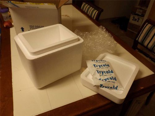 PROPAK STYROFOAM INSULATED SHIPPING CONTAINER COOLER 9 X 11 X 10 W/ICE PACK EUC!