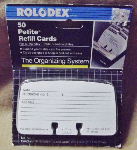 Rolodex Petite Refill Cards 50 Pack NWOT Vintage 1989 Item SB-30 2 1/4 x 4 in.