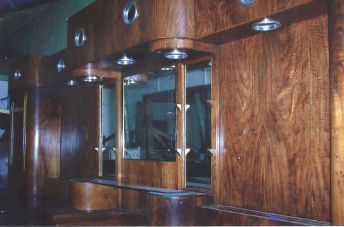 1920s Art Deco Backbar - original finish, lighting, glass displays, mirrors