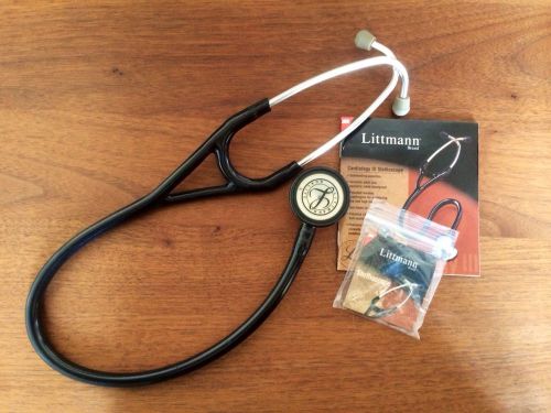3m littmann cardiology iii 27&#034; stethoscope, black tube, used w/brand new parts for sale