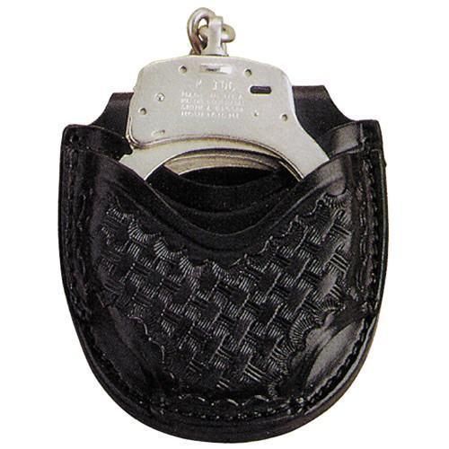 Strong leather a500000310 black weave nickle open style unlined handcuff case for sale