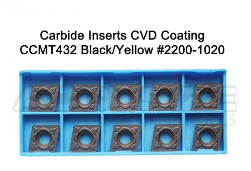 10 Pcs/Box Carbide Inserts CVD Coating CCMT 432 Black/Yellow, #2200-1020x10