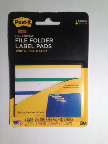 100 Labels - POST-IT Super Sticky File Folder Label Pads