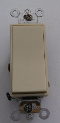 Leviton 5621-2I, SP Grounding Rocker Switch, Back &amp; Side Wired, Ivory, 20A