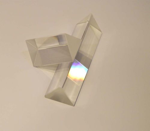 New 2pcs  4&#034; Optical Glass Triple Triangular Prism Physical teaching