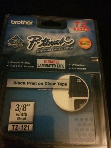 NEW! P TOUCH ELECTRONIC LABELING SYSTEM LAMINATED TAPE BLACK ON CLEAR 9mm 3/8&#034;