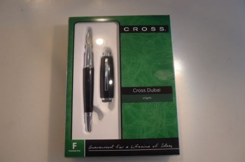 Cross Dubai Black Lacquer with Chrome Appointments Fountain Pen with Medium Nib