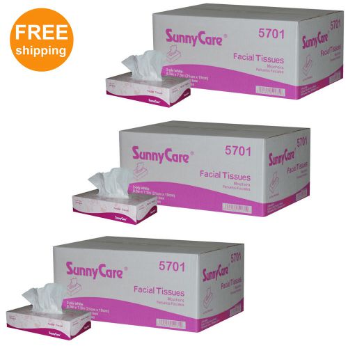 3 Cases ; 90boxes White 2-Ply Paper Facial Tissue,100/box, 30 boxes/case