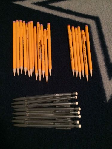 13/Sharp Writer Paper Mate Yellow Mechanical Pencils-New-6 Used &amp; 8-BIC-#2 0.5mm