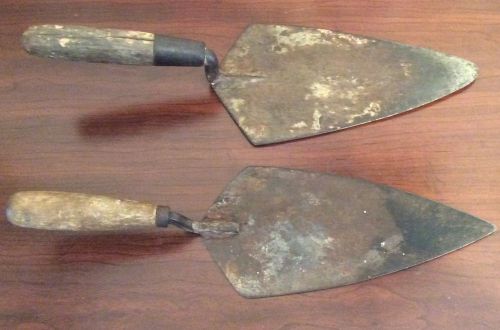Vintage Trowel Bricklayer Masonry Tools Wrapped Wooden Handle Set Of 2