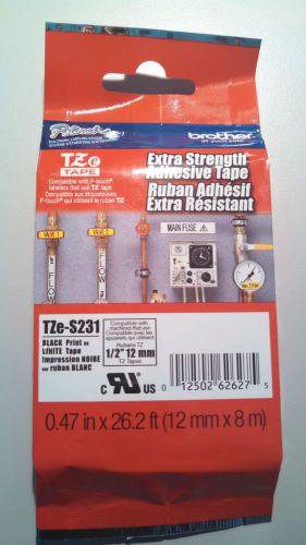 GENUINE Brother TZe-S231, Extra Strenght Adhesive P-Touch Tape,12 mm 1/2 in