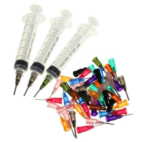 Liquid dispenser solder paste adhesive glue syringe + 50pcs dispensing needle for sale