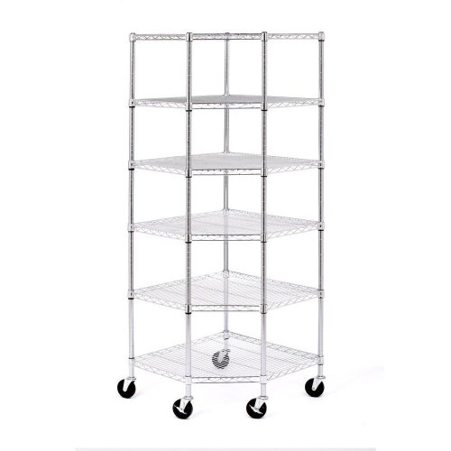 New 6 shelf corner shelving system with wheels seville classics, nsf listed for sale