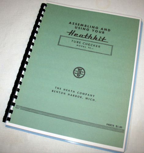 Assembly manual with tube charts for heathkit tc-1 tube tester, test data setups for sale