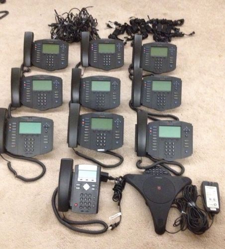 Lot of 9 Polycom Soundpoint IP phones - 2201-11501-001