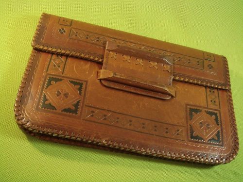Vintage Soviet Era Latvian Real Leather Folder Portfolio Made by Somdaris (N649)