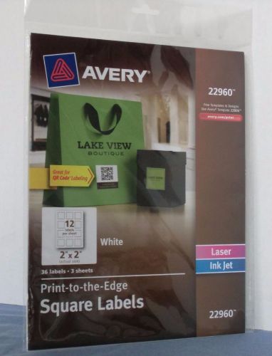 Avery 22960 Print-to-the-Edge White 2” x 2” Square Labels 3 sheets