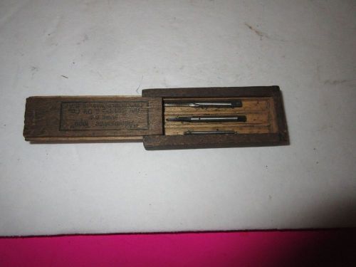 Vintage taps &amp; Drills in Old Wooden Box 4 pcs.American Tap &amp; Die Co. Box Mass