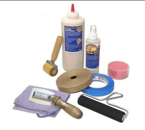 Veneer glue, saw, tape, roller, softener, kit