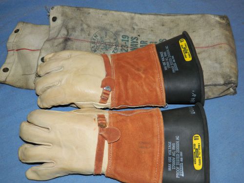 North size 11 lineman&#039;s rubber gloves &amp; protectors class 2 type 1 high voltage for sale