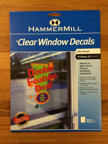 NEW Hammermill custom window clear decals cling art ink jet 10 full sheets
