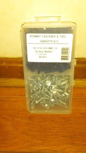 Plastic Anchor Kit 100-10x1 HEX COMBO 100-BLUE ANCHORS 1-1/4 BIT INCLUDED
