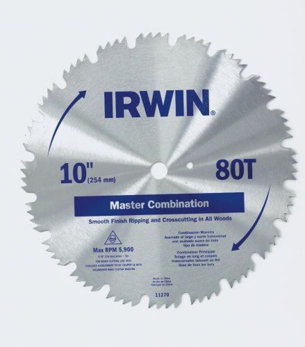 IRWIN Tools Steel Table / Miter Circular Saw Blade 10-Inch 80 Tooth (11270ZR)