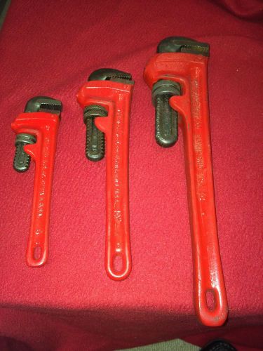 3 Rigid Heavy Duty Pipe Wrenches 14&#034; 10&#034; 8&#034; Nice