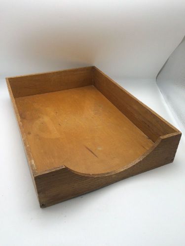 Vintage Hedberg Desk File Letter Box Wood Dovetail Desktop Paper Tray Organizer