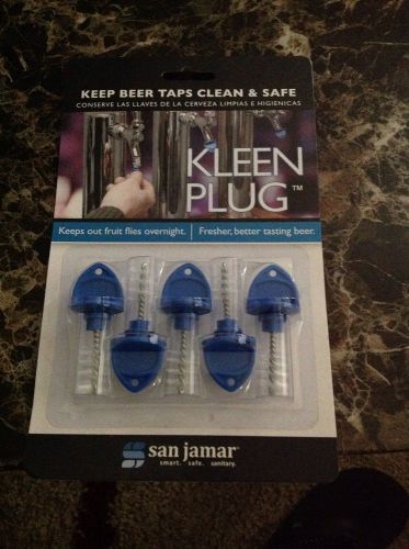 5 Pack San Jamar KLEEN PLUG Draft Draught Beer Tap Cap Cover Plug &amp; Brush NEW