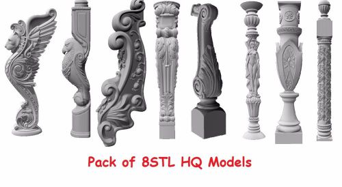 Pack of 8 3d Models STL for CNC Router Engraver Machine Relief Artcam