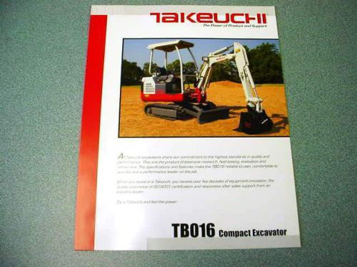 Takeuchi TB016 Compact Excavator Brochure