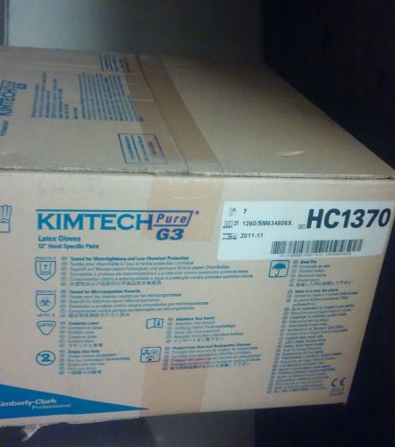 Kimtech Pure G3 Hand specific 12&#034; Latex Disposable gloves size 7 HC1370 200 pair