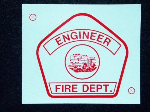 Avery ENGINEER - FIRE DEPT Vinyl RED Reflective Helmet Badge Decal USA