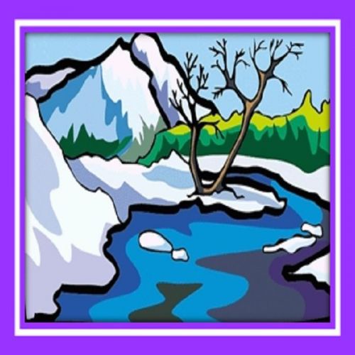 30 Custom Snowy Mountain Stream Art Personalized Address Labels