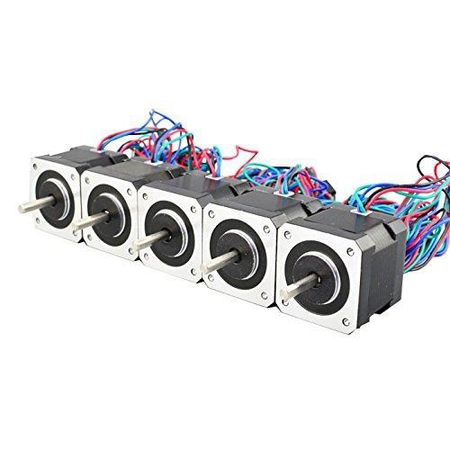 Stepperonline 5pcs nema17 stepper motor 2a 64oz.in 40mm body 4-lead 1m cable w/ for sale