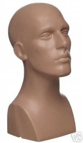 15&#034; Tall Male Mannequin Head Durable Plastic Flesh (50013)